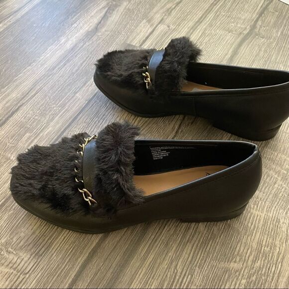 2/$30 A New Day Sal Faux Leather Fur Closed Loafers Black - Picture 6 of 12